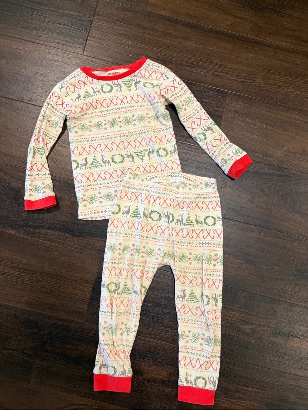 Burt’s Bees Baby Christmas Pajamas 2T Fair Isle Candy Cane Deer